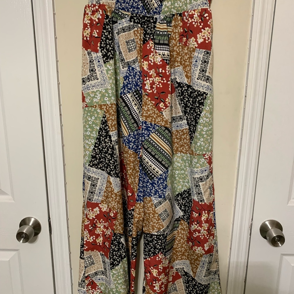SHEIN Colorful Patchwork Wide Leg Pants